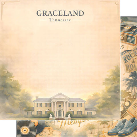 Scrapbook Customs 12x12 Paper - Graceland Memphis Tennessee