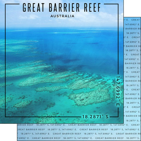 Stamping Station 12x12 Paper -Australia Great Barrier Reef Coordinates