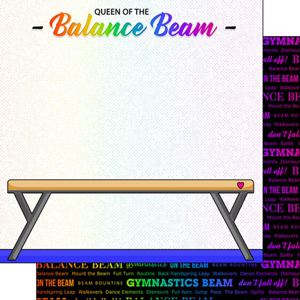 Scrapbook Customs 12x12 Paper -  Gymnastics Balance Beam