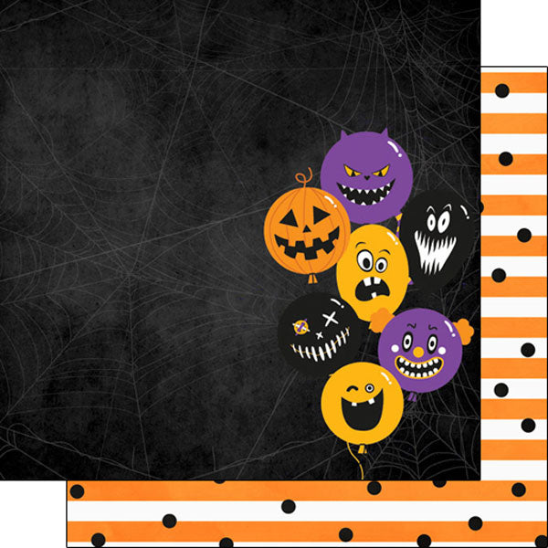 Scrapbook Customs 12x12 Paper - Halloween Party Balloons