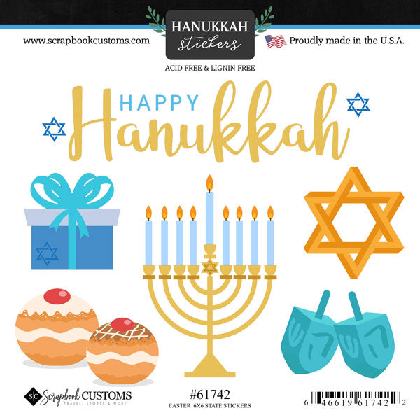 Scrapbook Customs  -  Happy Hanukkah stickers