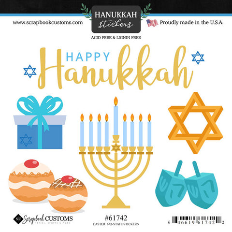 Scrapbook Customs  -  Happy Hanukkah stickers