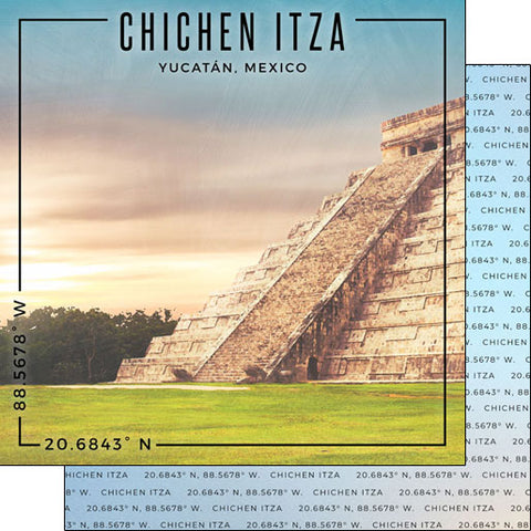 Scrapbook Customs 12x12 Paper - Mexico - Chichen Itza Coordinate