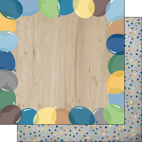 Scrapbook Customs 12x12 Paper - His Birthday Border