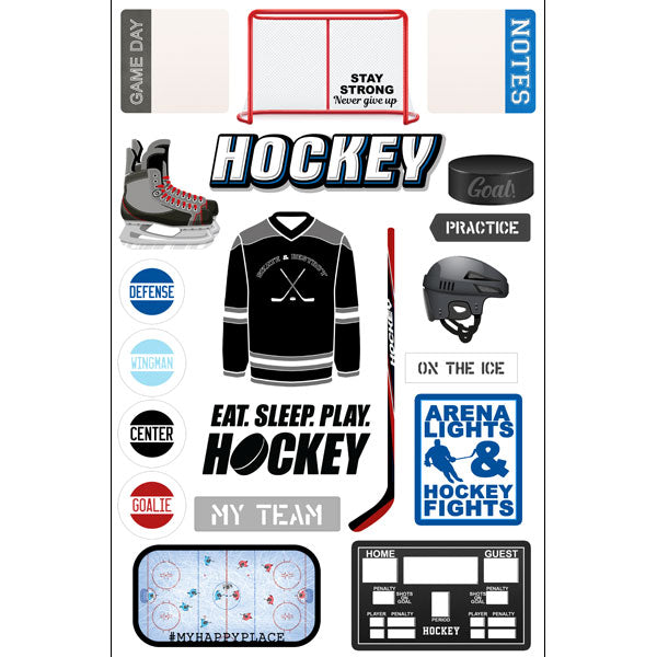 Scrapbook Customs Ephemera - Hockey