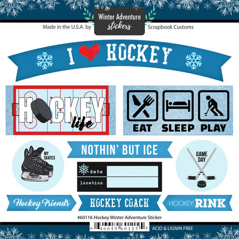 Scrapbook Customs  -  Hockey Winter Adventure Sticker