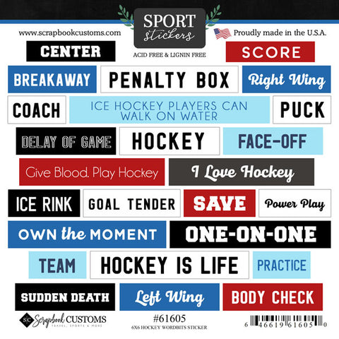 Scrapbook Customs  -  Hockey Wordbits stickers