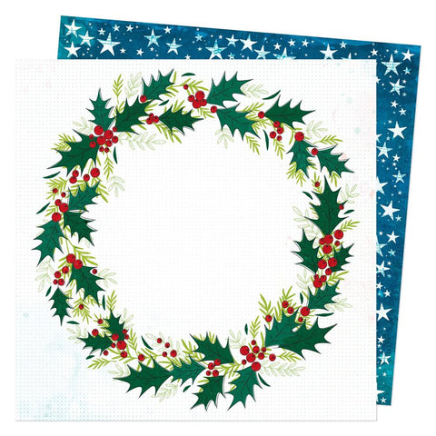 American Crafts [Vicki Boutin] 12x12 Papers - Peppermint Kisses - Holly Wreath