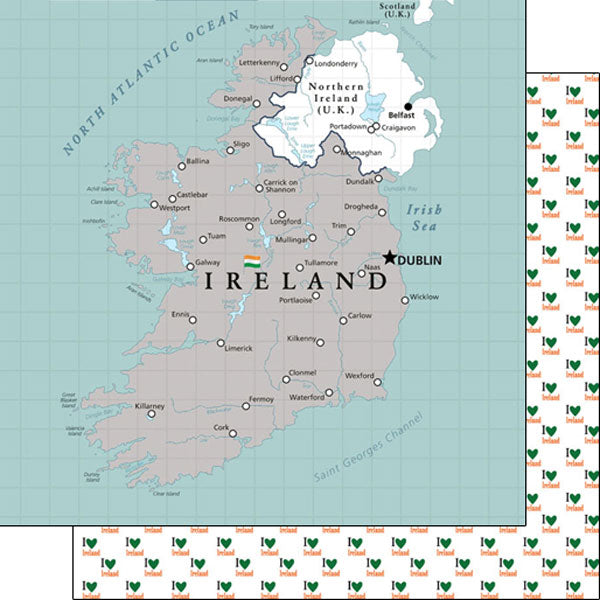 Scrapbook Customs 12x12 Paper - Ireland Adventure Map
