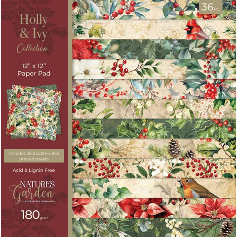 Crafters Companion 12x12 Paper Pad - Holly & Ivy