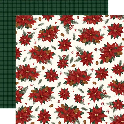 Carta Bella 12x12 Paper  [Collection] - Classic Christmas - Joy & Peace Poinsettia