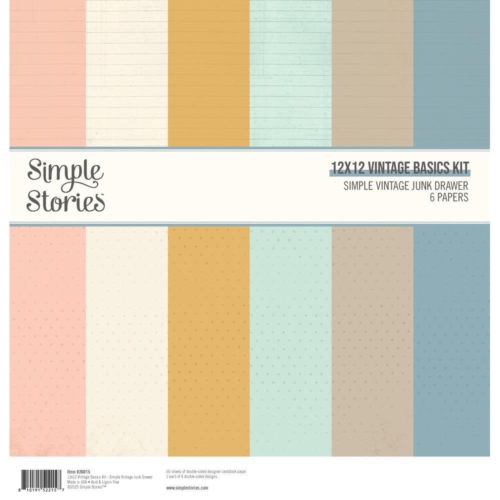 Simple Stories  12x12 Paper [Collection] - Simple Vintage Junk Drawer - Basics Kit
