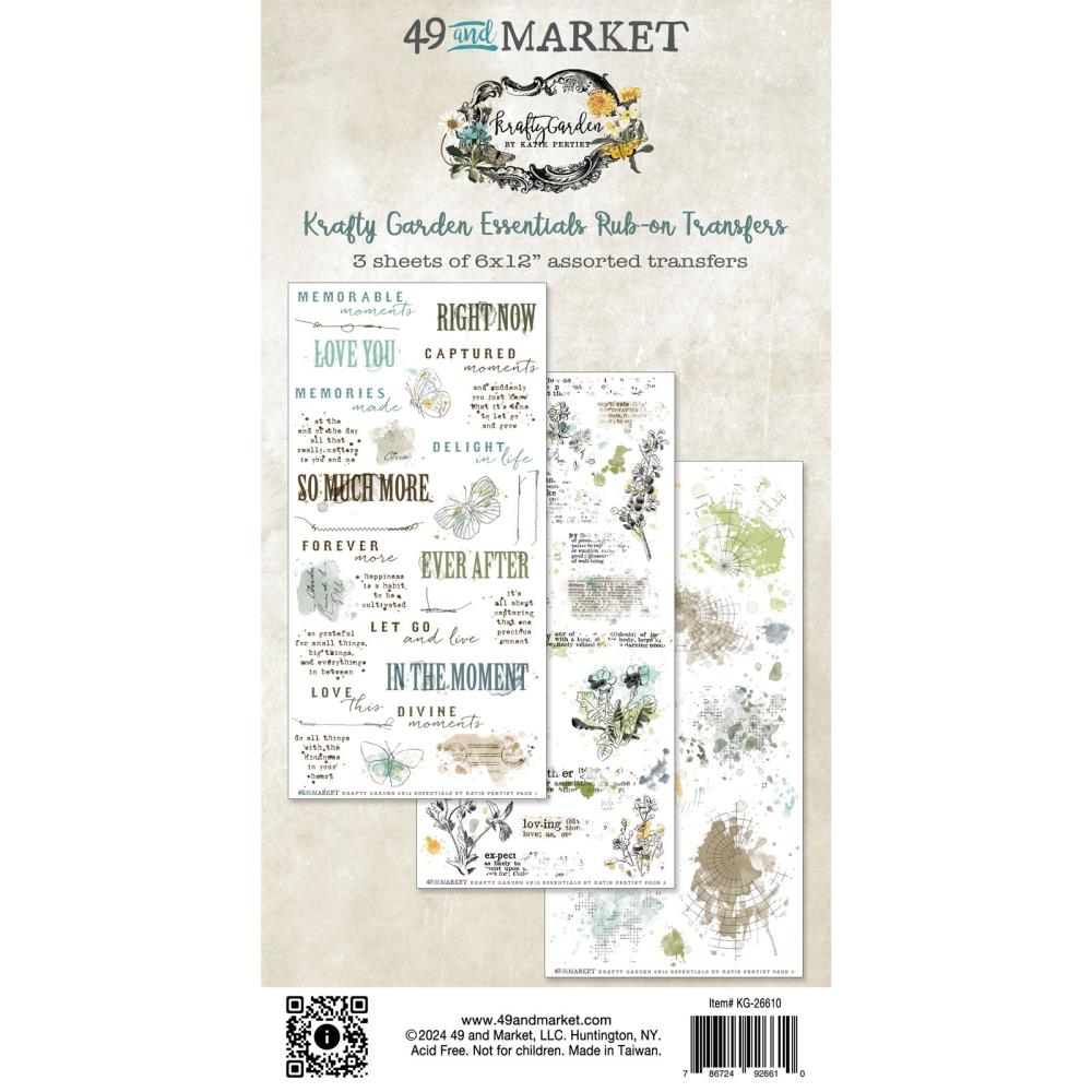 49 and Market 6x12 Sentiment Rub Ons Transfer sheet [Collection]  - Krafty Garden Essentials