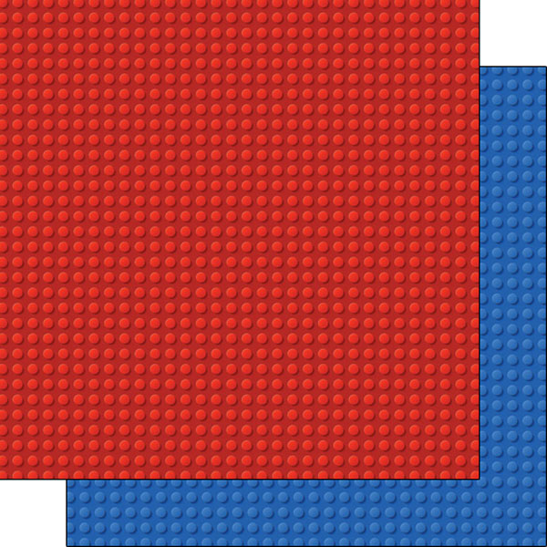 Scrapbook Customs 12x12 Paper - Red and Blue Building Block Background