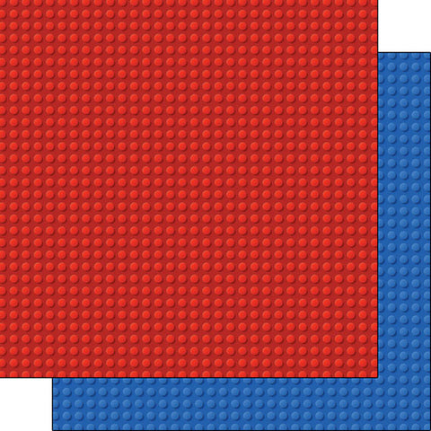 Scrapbook Customs 12x12 Paper - Red and Blue Building Block Background