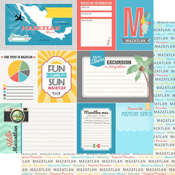 Scrapbook Customs 12x12 Paper - Mazatlan Mexico Journal