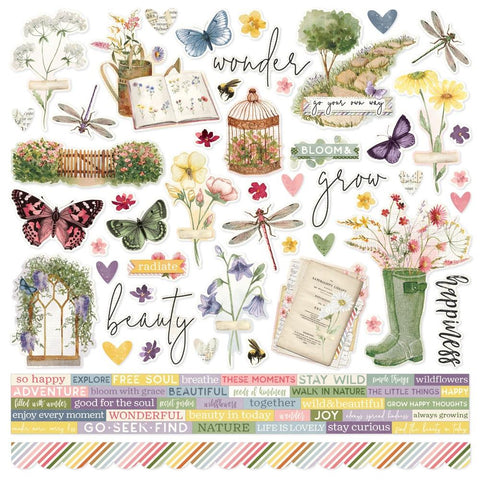 Simple Stories 12x12  Cardstock  Stickers  [Collection] - Simple Vintage Meadow Flowers