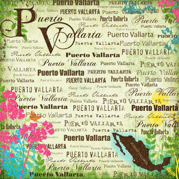 Scrapbook Customs 12x12 Paper - Mexico Puerto Vallarta Paradise