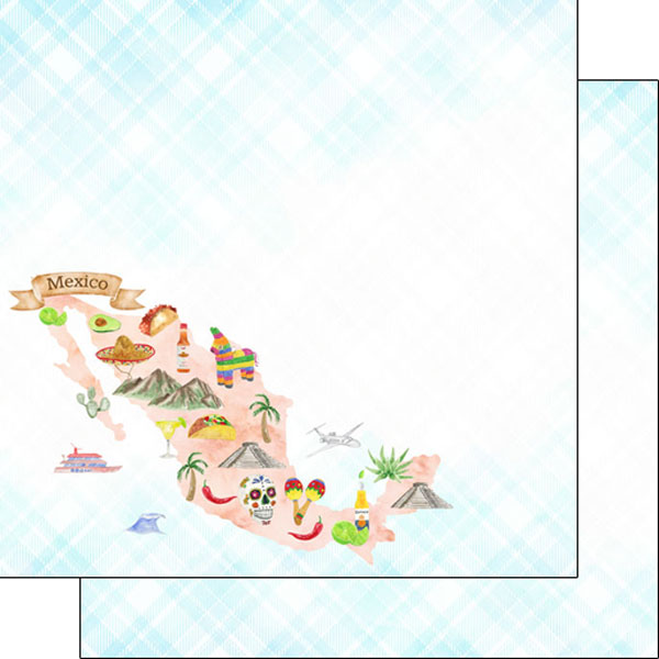 Scrapbook Customs 12x12 Paper - Mexico - Icon Map