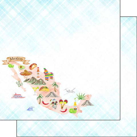 Scrapbook Customs 12x12 Paper - Mexico - Icon Map