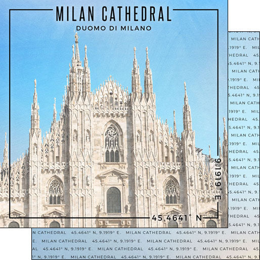 Scrapbook Customs 12x12 Paper - Italy  - Milan Cathedral