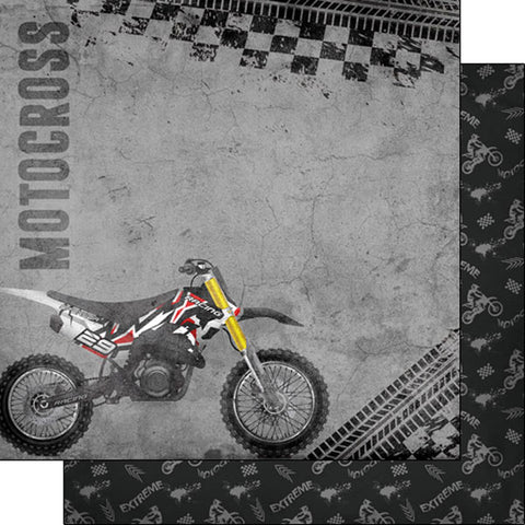 Scrapbook Customs 12x12 Paper - Motocross Grunge