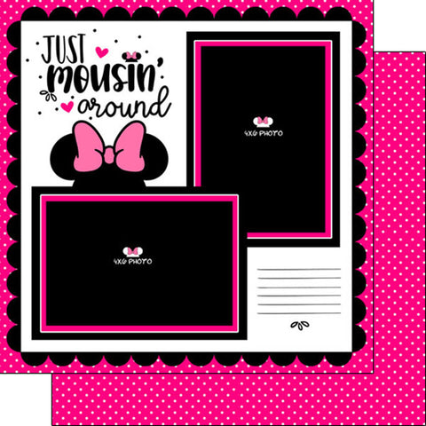 Scrapbook Customs 12x12 Paper - Mousin Around Girl Layout