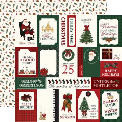 Carta Bella 12x12 Paper  [Collection] - Classic Christmas - Multi Journaling Cards