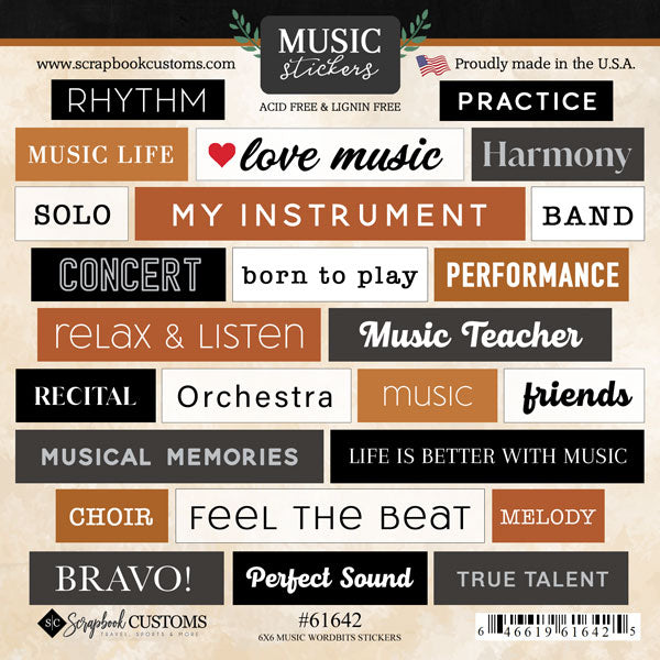 Scrapbook Customs  -  Music Wordbits stickers