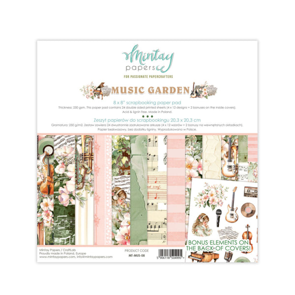 Mintay 8x8 Paper (Collection) - Music Garden