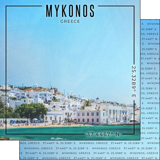 Scrapbook Customs 12x12 Paper - Greece Mykonos