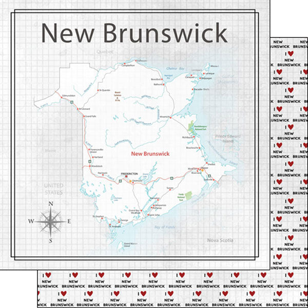 Scrapbook Customs 12x12 Paper - New Brunswick  Adventure Map
