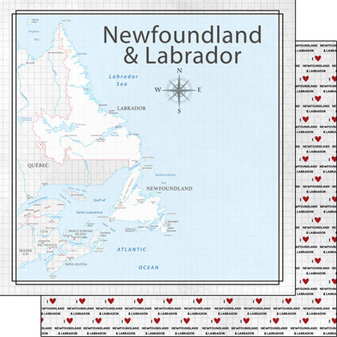 Scrapbook Customs 12x12 Paper - Newfoundland Adventure Map