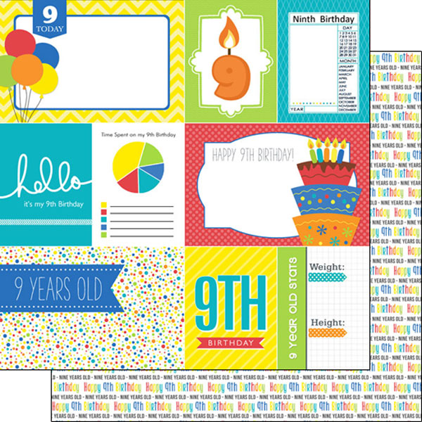 Scrapbook Customs 12x12 Paper -  9th Birthday Journal