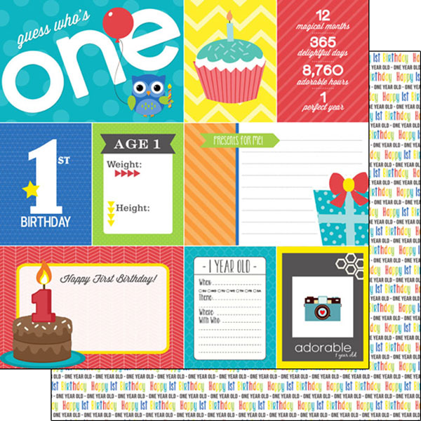 Scrapbook Customs 12x12 Paper -  1st Birthday Journal