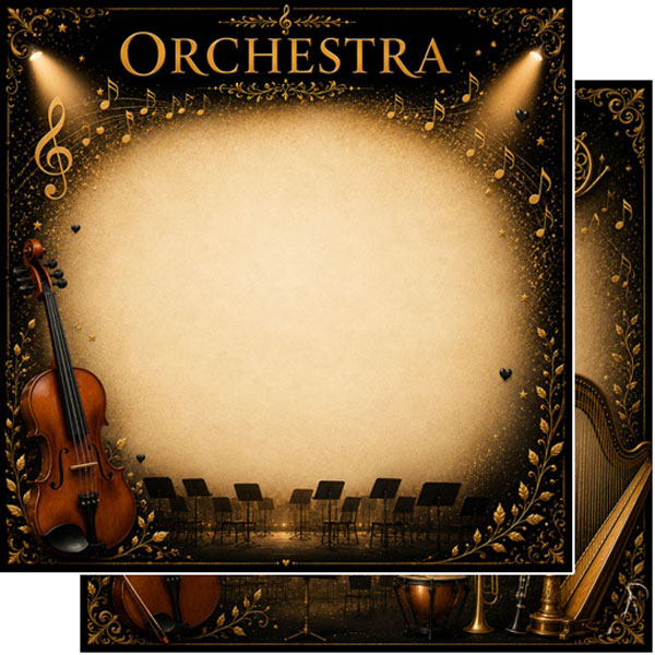 Scrapbook Customs 12x12 Paper - Orchestra Vintage