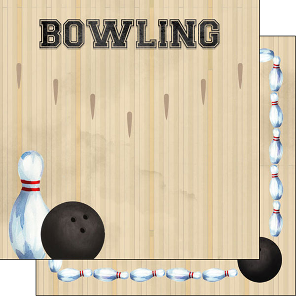 Scrapbook Customs 12x12 Paper -  Bowling Watercolor