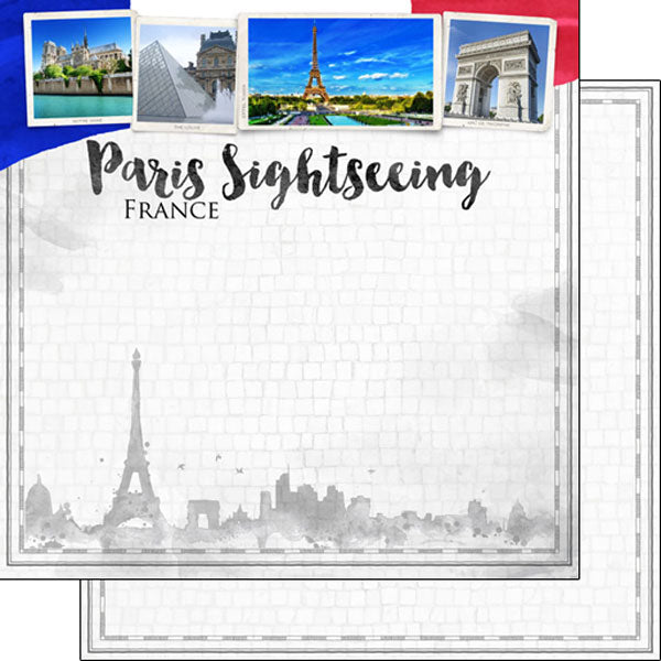 Scrapbook Customs 12x12 Paper - France Paris City Sights