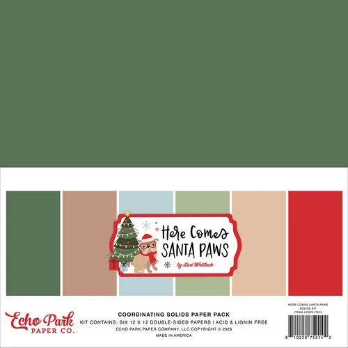 Echo Park Paper Solids Collection - [Collection] -Here Comes Santa Paws