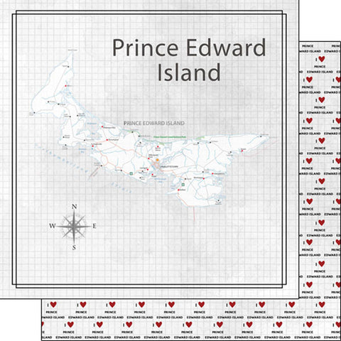 Scrapbook Customs 12x12 Paper - Prince Edward Island  Adventure Map