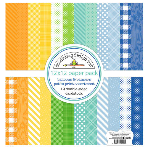 Doodlebug Design 12x12 paper Collection - Balloons & Banners - Petite Print Assortment