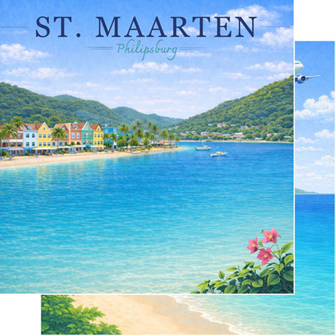 Scrapbook Customs 12x12 Paper - St. Maartin Philipsburg Cruise Port