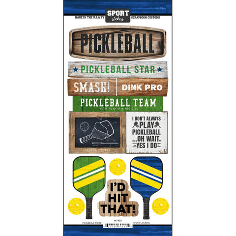 Scrapbook Customs Sticker - Pickleball Wood Sports sticker