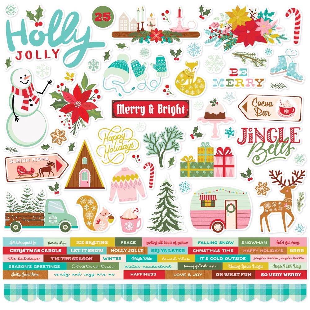 Simple Stories 12x12  Cardstock  Stickers  [Collection] - Snow Pine Lodge