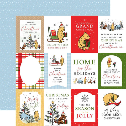 Echo Park 12x12 Paper - [Collection] - Winnie The Pooh Christmas  3x4 Journalling Cards