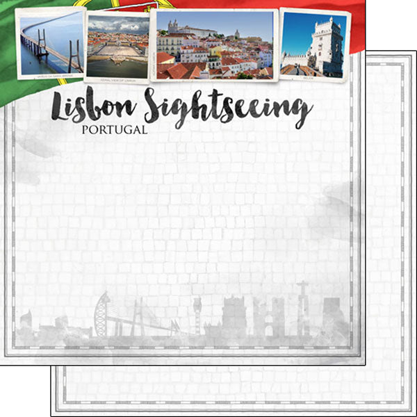 Scrapbook Customs 12x12 Paper - Portugal Lisbon City Sites