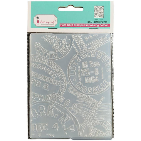 Dress My Craft Embossing Folder- Post Card Stamps
