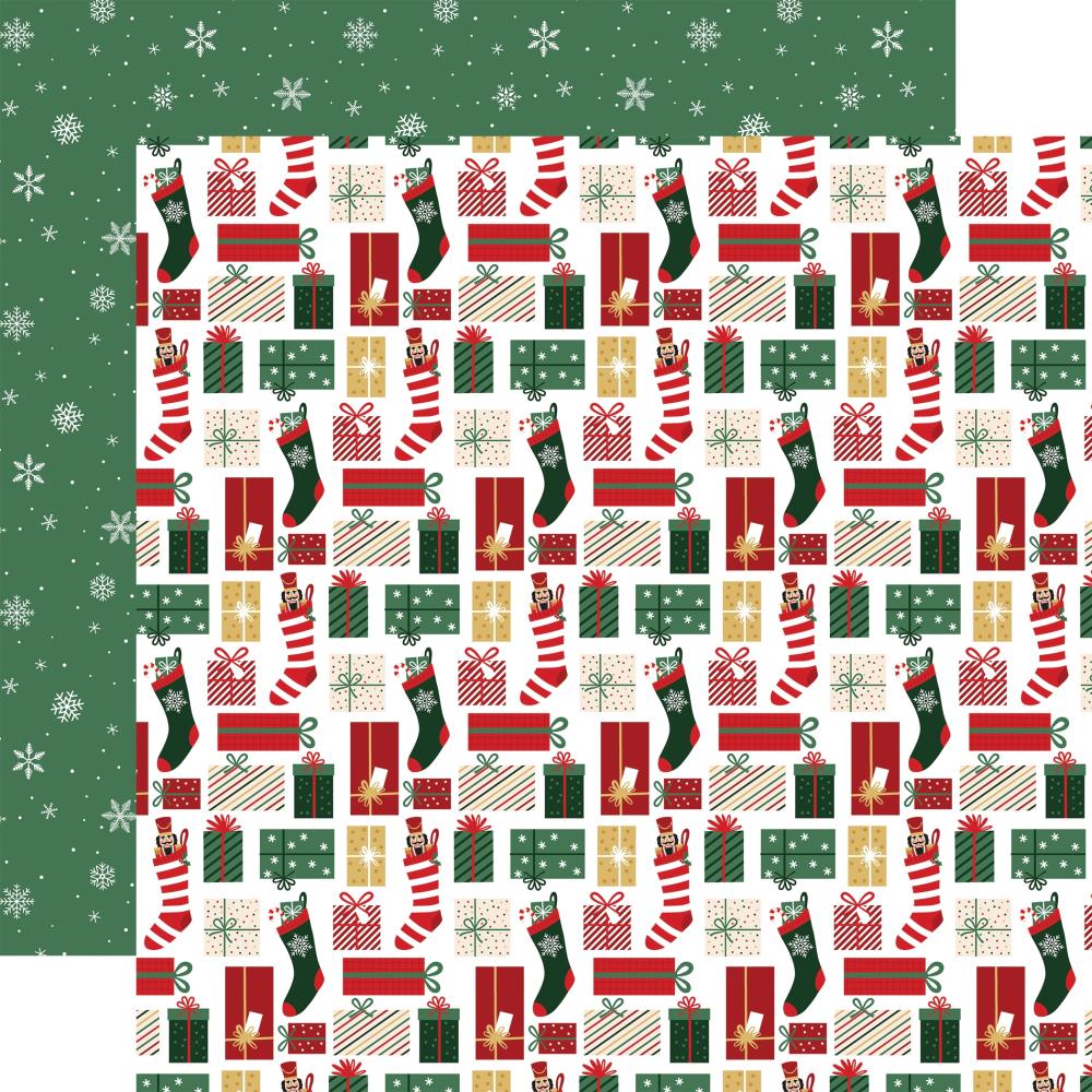 Echo Park 12x12 Paper - [Collection] - Nut Cracker Christmas - Presents and Stockings