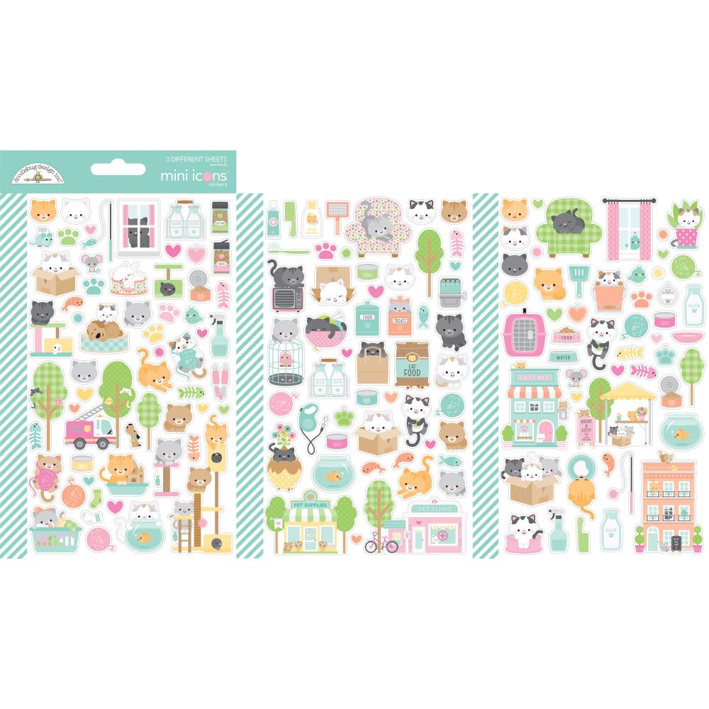 Doodlebug Design Mini  Icon  Cardstock  Stickers -Pretty Kitty