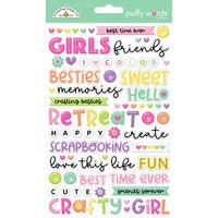 Doodlebug Design   Puffy Stickers - Color Me Crafty Words Puffy